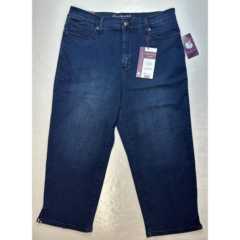 Gloria Vanderbilt Amanda Jeans Capri Womens 8 Classic Rise Dark Blue Denim NEW